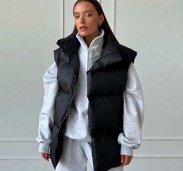 Doudoune Sans Manche Noire Épaisse pour Femme - Nina