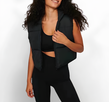 Doudoune Sans Manche Courte pour Femme Noire - Lexy