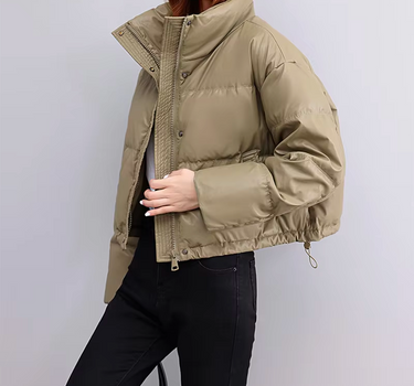 Doudoune Courte Rétro Kaki Pour Femme - Ciara