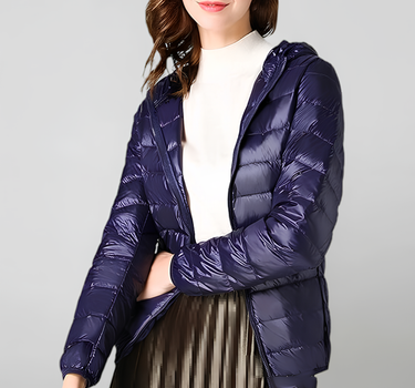 Doudoune Légère à Capuche Bleue Marine pour Femme - Axie