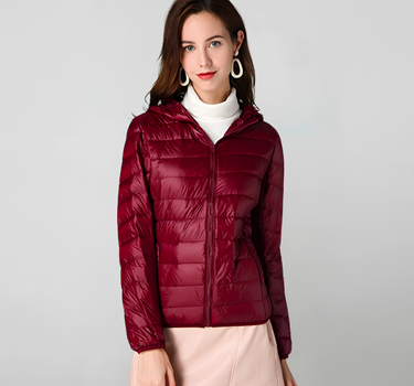 Doudoune Légère à Capuche Rouge pour Femme - Axie