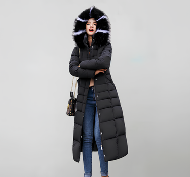 Doudoune Longue pour Femme avec Capuche Fourrure - Ambre