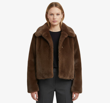 Manteau Court Fourrure Marron Femme - KENDY