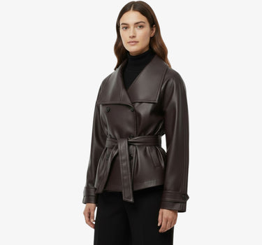 Lederjacke für Damen mit Gürtel - MILIA