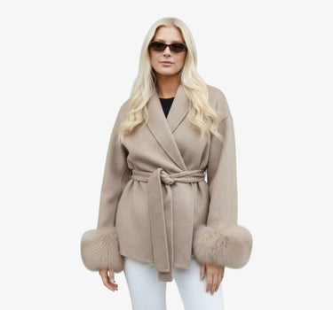 Manteau en Laine à Manche en Fourrure - YANA