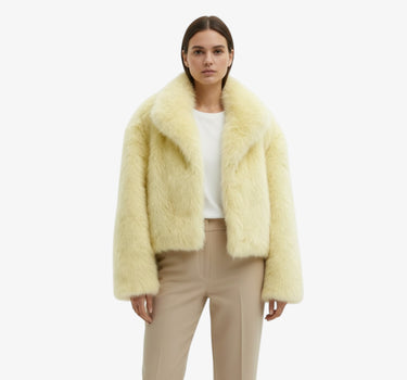 Manteau Court Femme Fourrure Douce Col Large - Kim