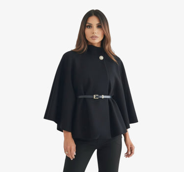 Manteau Laine Femme Cape Élégante avec Ceinture – Giorgia